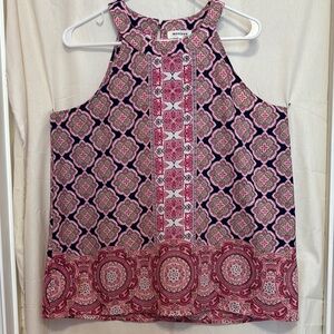 Monteau Pink and Red Sleeveless Boxy Tank Top